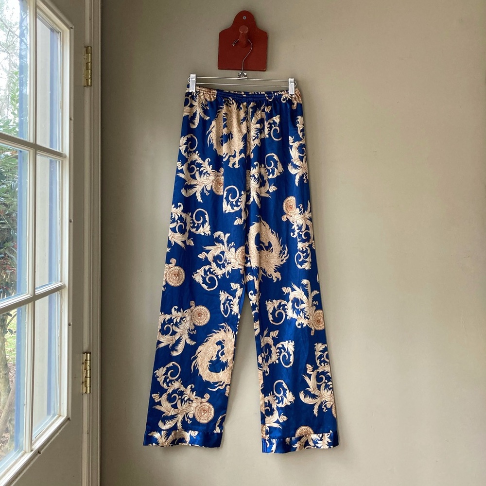 Versace Inspired Blue & Gold Pants S